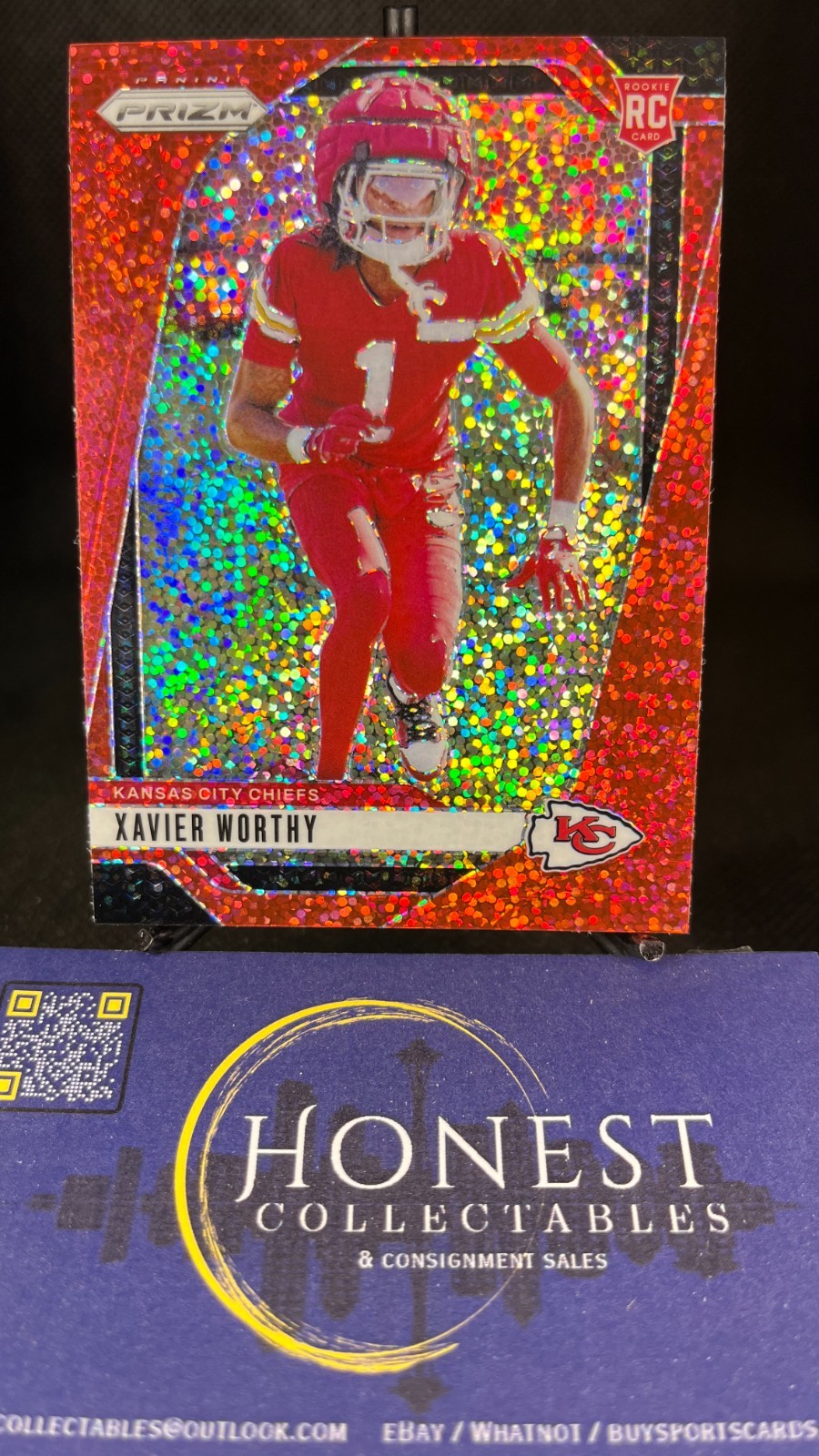 Xavier Worthy (RC) - 2024 Panini Prizm Red Sparkle Prizm Rookie #399