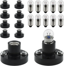 E10 Screw Mini Bulbs and Socket Base Kit  10Pcs E10 Mini Warm Light Bulb and 10