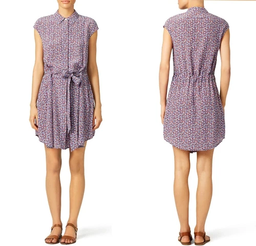 Camicia Gigi in seta TORY BURCH in linosa blu Hudson mini con bottoni taglia 10 $395