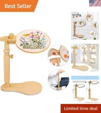 Adjustable Embroidery Hoop Stand Cross Stitch Stand Lap, Beech Wood Embroider...