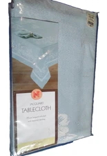 Linens N Things Jacquard Tablecloth Oblong 60x84 Blue Woven Floral New Sealed