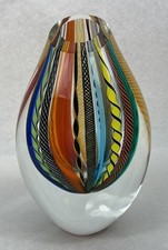 Seguso Multi Colored Low Drop Glass Vase Hippie Murano Style 141241840 
