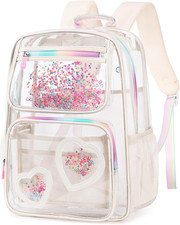 Clear Backpack for Girls,Clear Bookbag Heavy Duty Transparent Backpacks for Stad