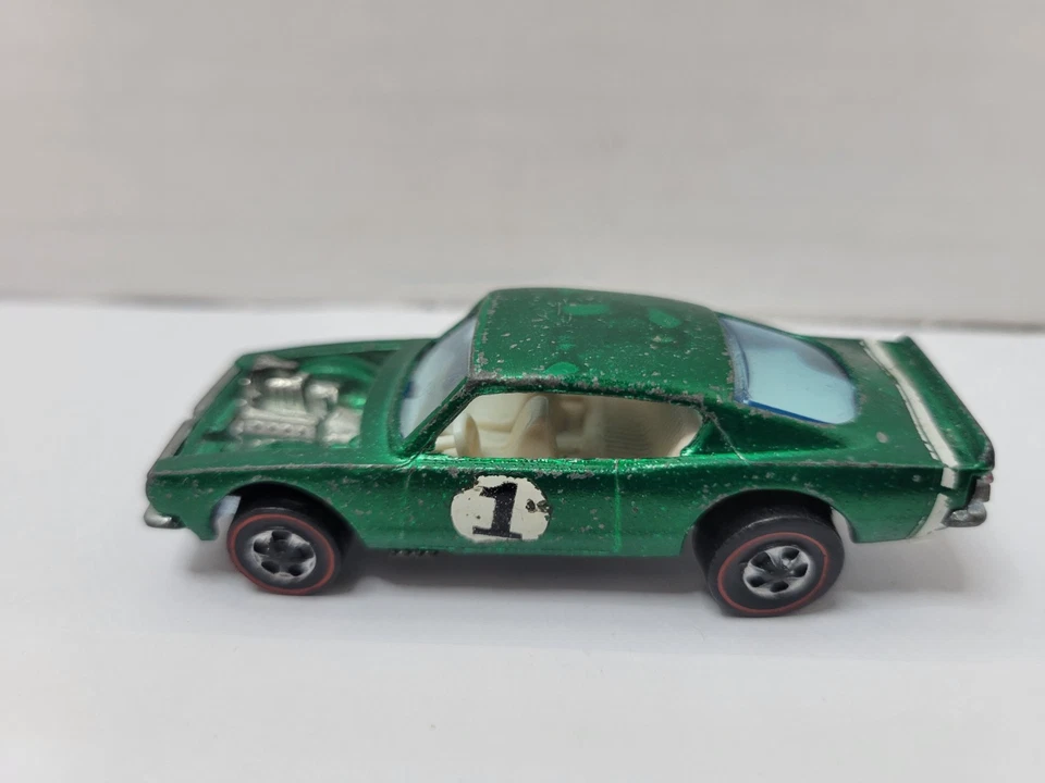 Hot Wheels Redline King Kuda 1969 verde, marrón oscuro Int. Hecho en Hong Kong Foto 4 de 4
