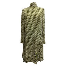 Prada Pleated Geometric Printed Midi Dress In Silk Women Multicolor Size 38