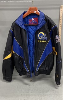 Pro Layer Men's Vintage 90s NFL LA Rams Black Leather Colorblock Jacket Sz XL
