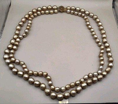 Vintage Signed Miriam Haskell Beaded Necklace 22'' Double Strand