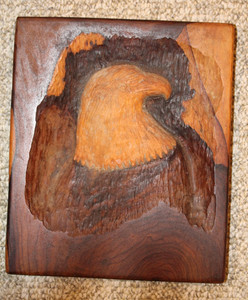 Vintage Hand Carved Wooden Eagle Head Wood Plaque by Local Florida Artist