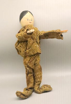 Antique 19thC Wooden Peg Doll Primitive Folk Art Handmade Cloth