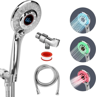 #ad LED Shower head with Temperature Display High Pressure Head Chrome $40.50