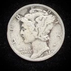 90% Silver - 1940 Mercury Dime Circulated Junk Silver US Coin - A1-17