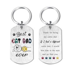 Cat Dad Fathers Day Keychain Gifts for Men, Cattie Dad Birthday Keychain,