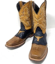 Texas Legacy Longhorns Square Toe Cowboy Western Pull On Boots Mens Sz 8.5 D