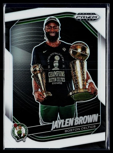 2024-25 Panini Prizm Black #170 Jaylen Brown White Prizms #/175