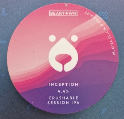 BEARTOWN BRAUEREI INCEPTION ZERDRÜCKBAR IPA PALE ALE BIERPUMPE GRIFF CLIP ABZEICHEN BB