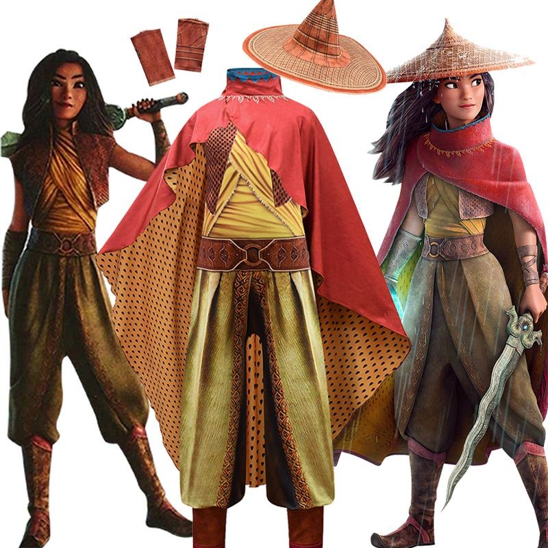 Vibrante conjunto de disfraces de Raya y el último dragón para niños con material suave