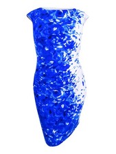 Lauren by Ralph Lauren Women's Floral Ruched Jersey Dress (0, Cream/Blue/Multi)