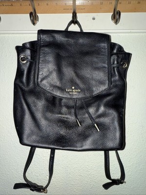 KATE SPADE Mulberry Street Breezy Black Pebbled Leather Backpack Purse