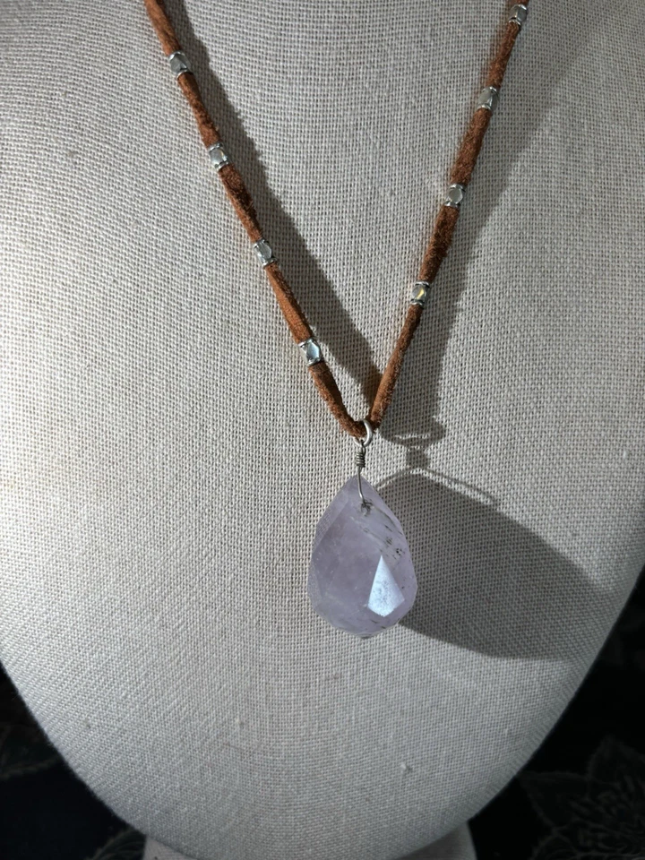 Y2K Kenneth Cole 紫水晶项链棕色绳子 — 第 2/4 张图片