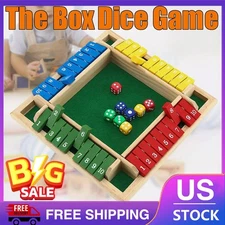 Wooden Shut The Box 4 Players Family Traditional Pub Dice Family Kids Game CW