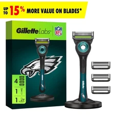 Gillette Labs Official Eagles Licensed Razor for Men, 1 Handle, 4 Blade Refills
