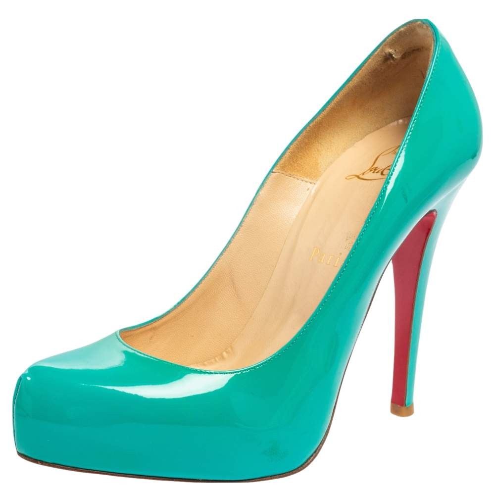 Christian Louboutin Turquoise Patent Leather Rolando Platform