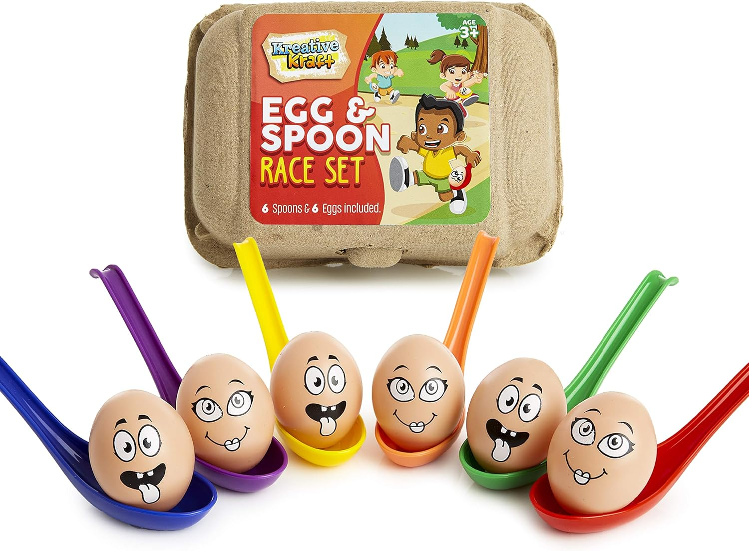 Egg and Spoon Race Kit, Garden Outdoor Toys Family Party Games Set Includes 6 Ea