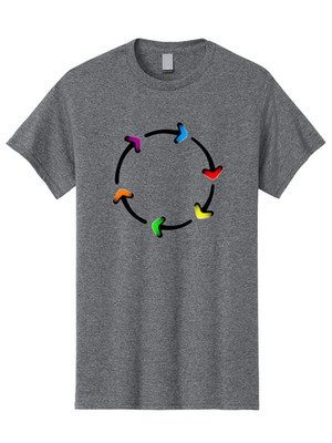 Colorful-Arrows-Cycle Mens Graphic Tee, 100% Cotton, Casual Summer Wear