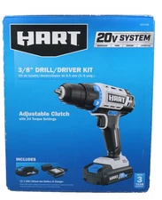 Hart HPDD50B 20-Volt Cordless 3/8-inch Drill/Driver Kit 1.5Ah Lithium-Ion NEW!