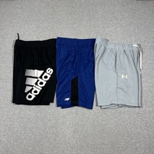Lot of 3 Boys Shorts Sz M Adidas New Balance Under Armour Active Basketball