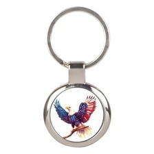 Patriotic Eagle Flag Key Ring Key chain Chrome Finish Key Fob Photo