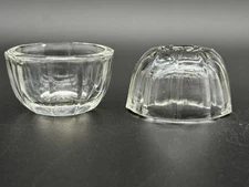 EAPG decagon salt cellar with star vintage tableware Clear Lot of 2 Pair Set