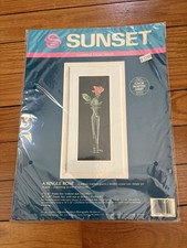 Sunset Counted Cross Stitch Kit A Single Rose 13521 Dimensions 1990 New