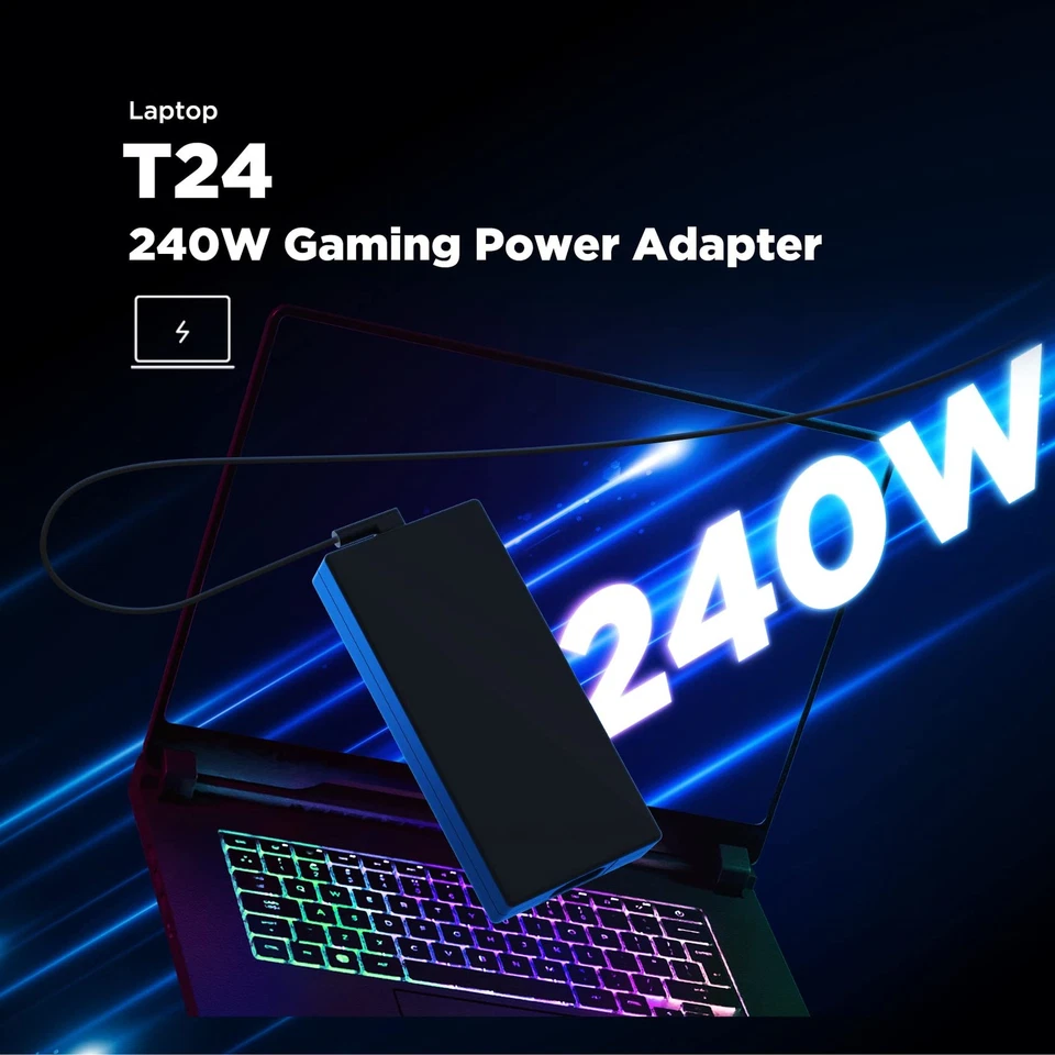 T24 240W 230W 通用游戏笔记本电脑充电器 电源适配器 适用于宏碁华硕 ROG... — 第 2/4 张图片