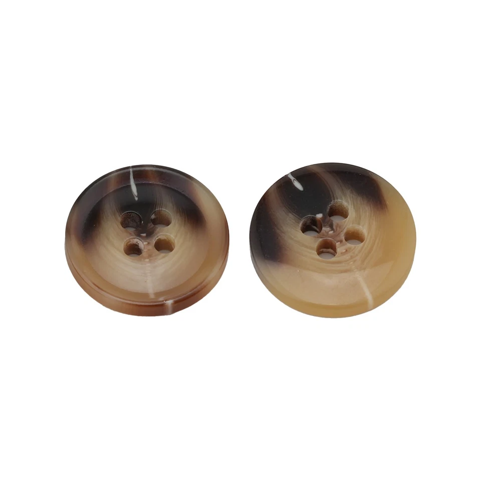 20Pcs Brown-Beige Swirl Resin Buttons, 4-Hole, for Clothing & Crafts DIY 15-25mm - Image 2 of 4