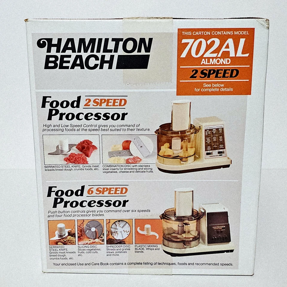 Hamilton Beach 2 Speed Food Processor Almond Model 702AL New Sealed NOS - Image 3 of 4
