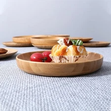 Bamboo Plates 7.5Inch Round Bamboo Plates Reusable Dinner Plates Tableware