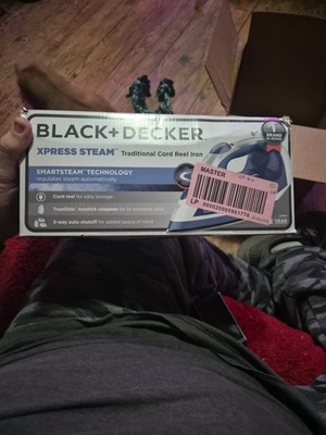 BLACK+DECKER Xpress Steam  Cord Reel Iron with Nonstick Soleplate Blue ICR16X