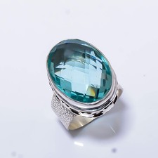 Neon Blue Apatite Gemstone 925 Sterling Silver Handmade Ring s.9 R7929-117