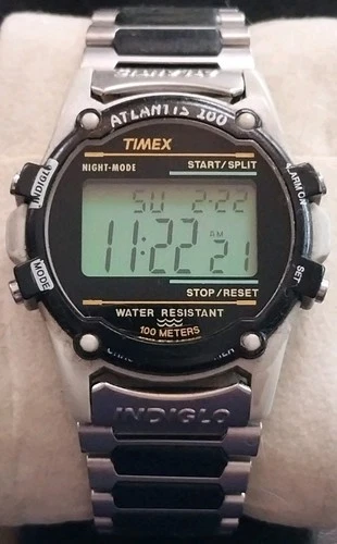 Vintage Timex Atlantis 100 Indiglo Digital C.A.T Quartz Watch 745 G2 New Battery
