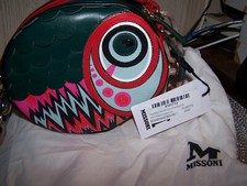 New Missoni Unique Multi Color Oval W/fish Eye W/resin Chainlink Strap Bag
