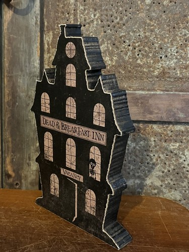 Dead & Breakfast Inn Spooky Halloween House grossa mensola rustica primitiva - Foto 5 di 6