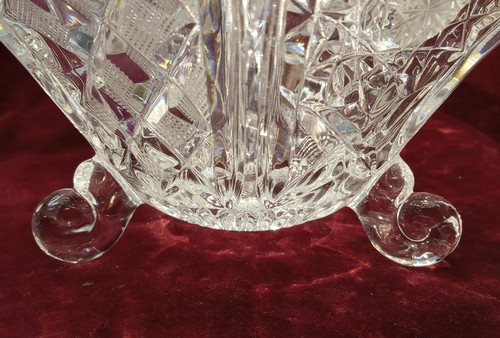 American Brilliant Cut Glass Three Footed Hexagonal Bowl - Picture 3 of 12