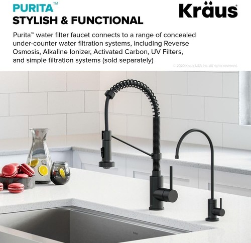 Purita 12-Inch High Matte Black Filter Faucet - Single Handle for Easy Control - Picture 4 of 10