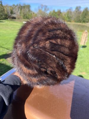 Franklin Simon Women’s 21” Mink Fur Hat Brown Vintage Salon VINTAGE UNUSUAL FRANKLIN SIMON DARK MINK FUR HAT VINTAGE  main image 3