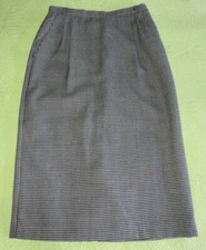 Ladies Vintage Lined HOUNDSTOOTH Midi Wool SKIRT Euro Sz 40 M  see measurement