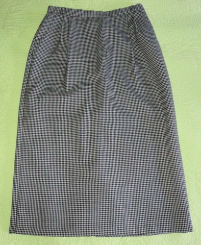 Ladies Vintage Lined HOUNDSTOOTH Midi Wool SKIRT Euro Sz 40 (M) *see measurement
