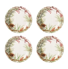Williams Sonoma Woodland Berry Winterberries Dinner Plates 10 1/2" Set of 4