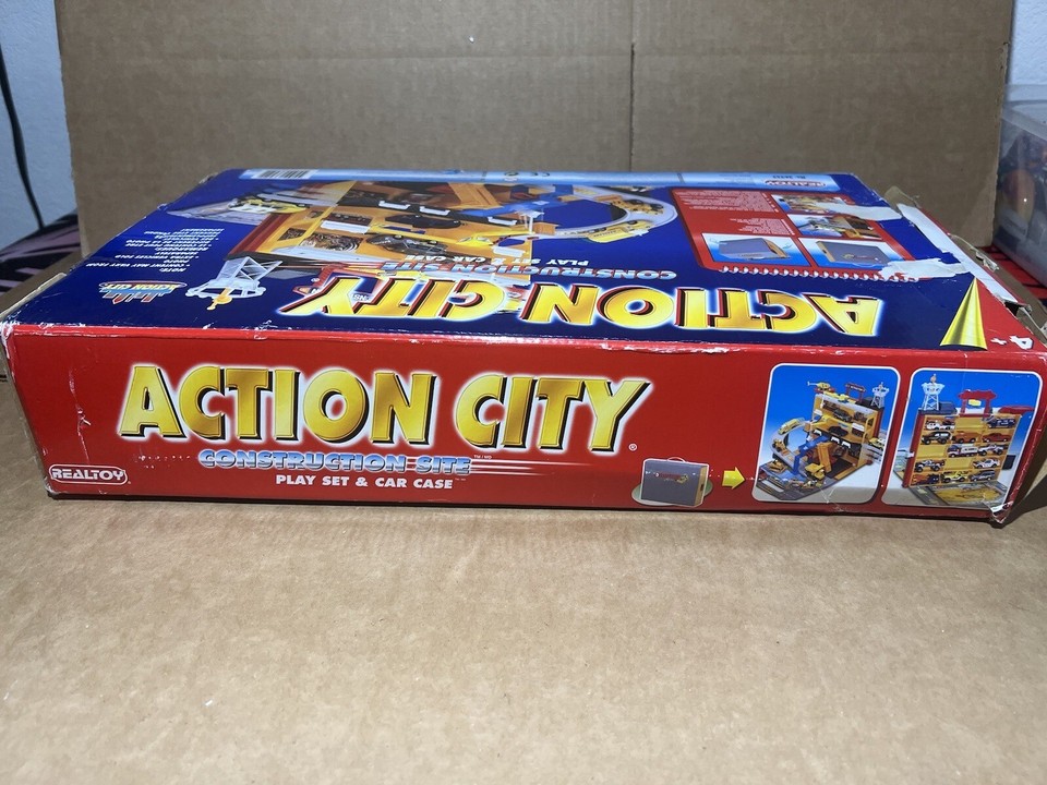 REALTOY Action City Toy Construction Site Play Set & Car Case New Open
