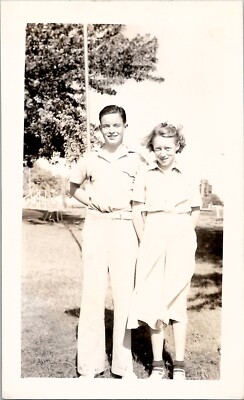 Beautiful Young Couple Shy Woman Man Americana Love Fashion 1930s Vintage  Photo